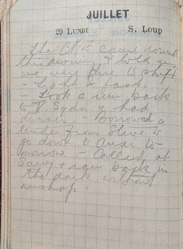Diary scan, July 29, 1918 (Monday)