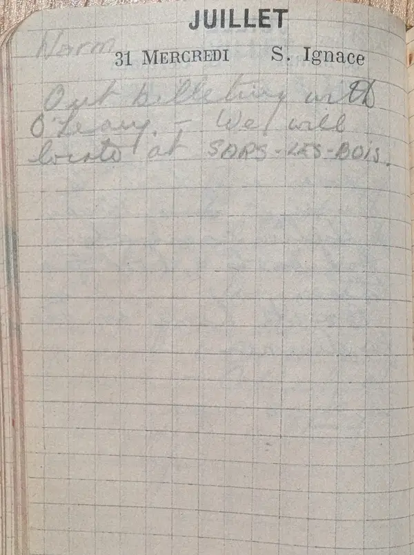 Diary scan, July 31, 1918 (Wednesday)