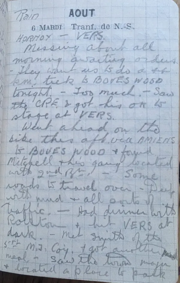 Diary scan, August 6, 1918 (Tuesday)