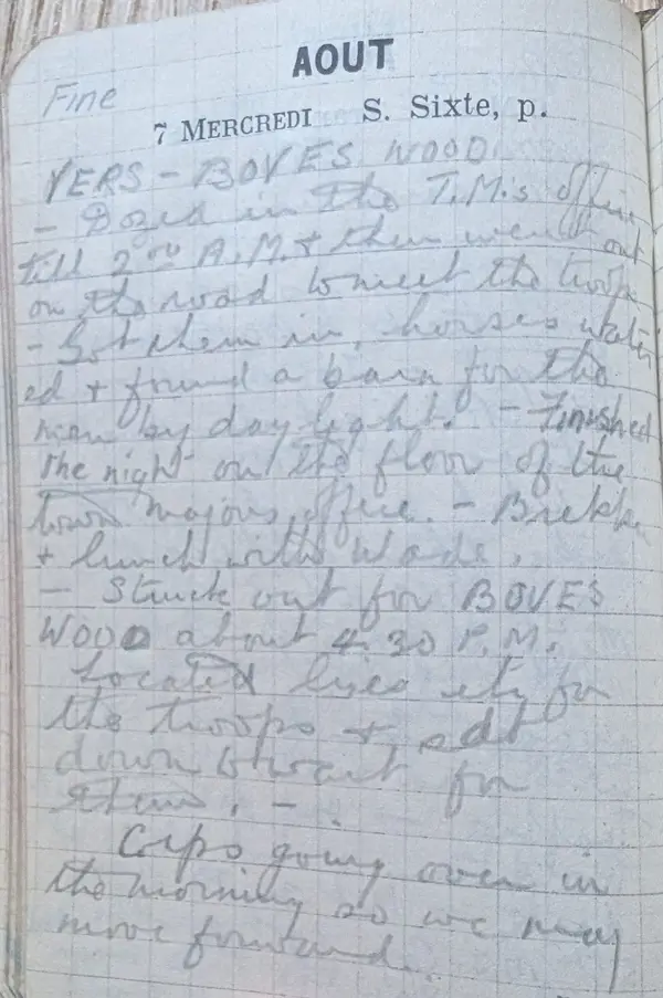 Diary scan, August 7, 1918 (Wednesday)