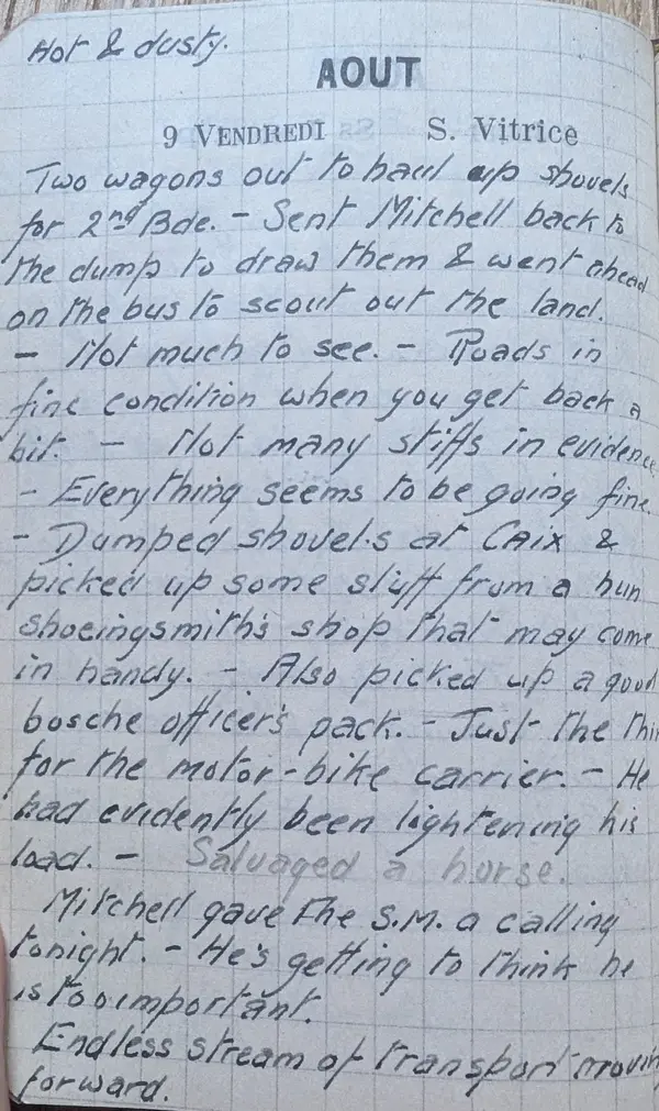 Diary scan, August 9, 1918 (Friday)