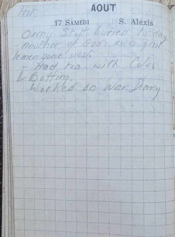 Diary scan, August 17, 1918 (Saturday)