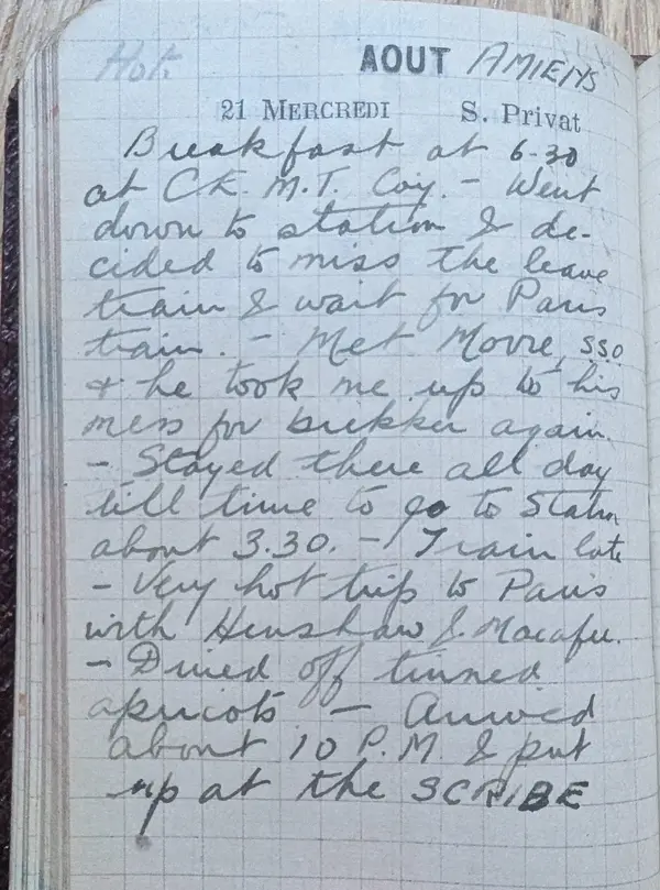 Diary scan, August 21, 1918 (Wednesday)