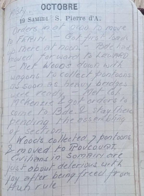 Diary scan, October 19, 1918 (Saturday)