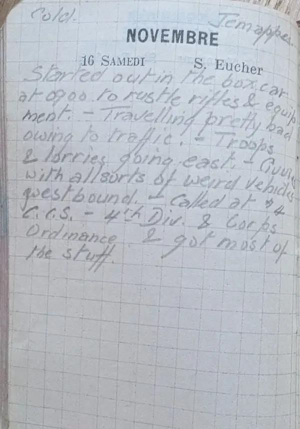 Diary scan, November 16, 1918 (Saturday)