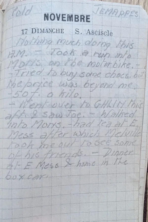 Diary scan, November 17, 1918 (Sunday)