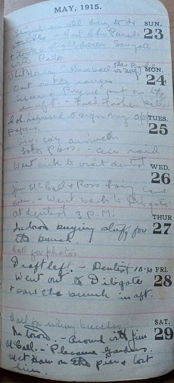 Diary scan, May 26, 1915 (Wednesday)