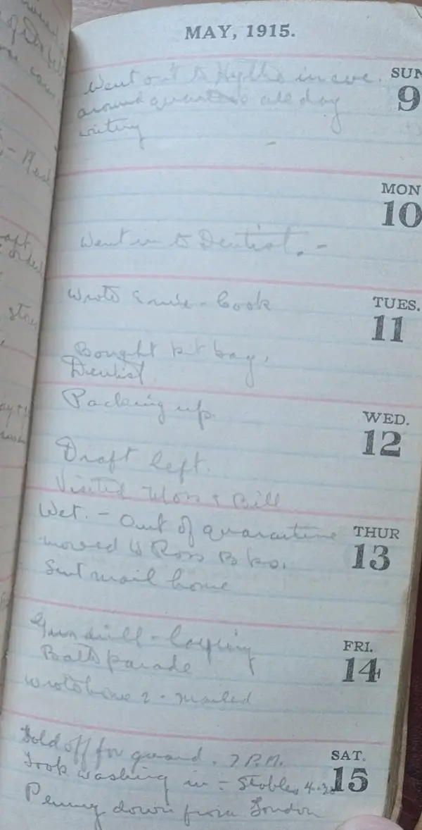 Diary scan, May 9, 1915 (Sunday)