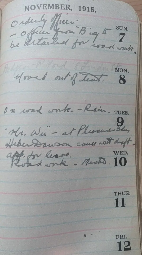 Diary scan, November 7, 1915 (Sunday)