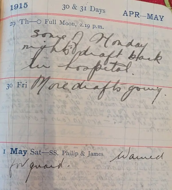 Diary scan, May 1, 1915 (Saturday)