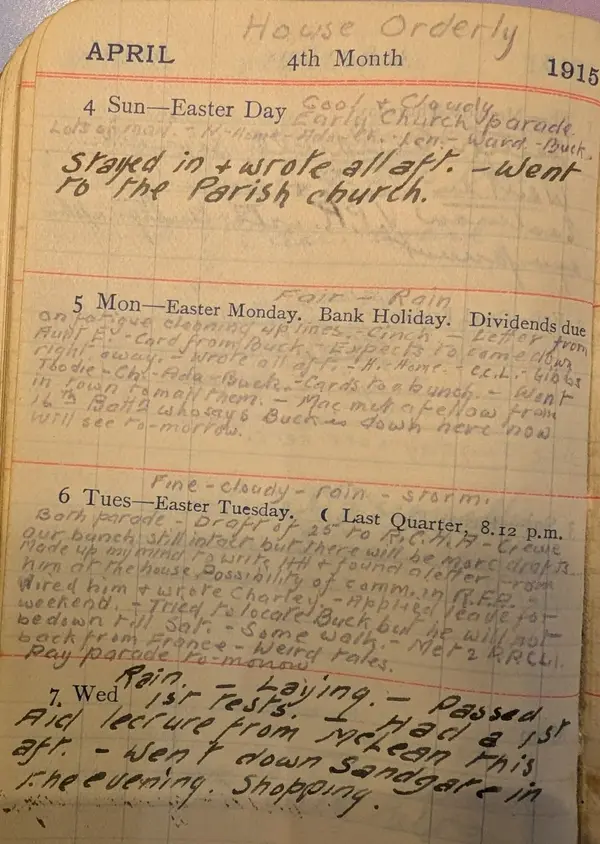 Diary scan, April 4, 1915 (Sunday)