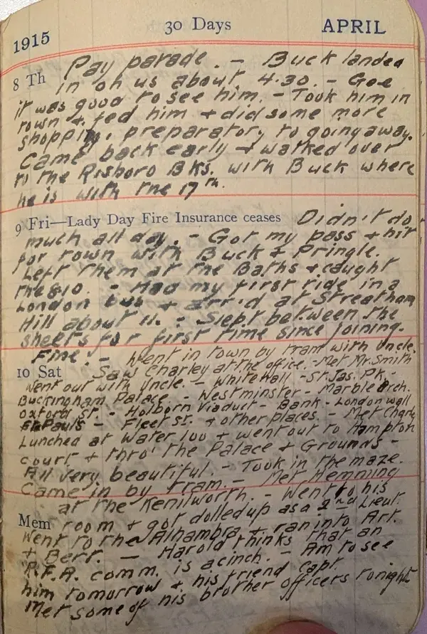 Diary scan, April 8, 1915 (Thursday)