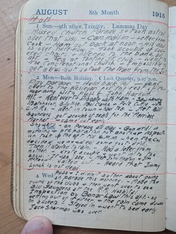 Diary scan, August 1, 1915 (Sunday)
