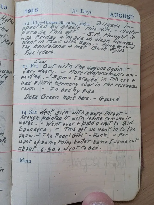 Diary scan, August 12, 1915 (Thursday)