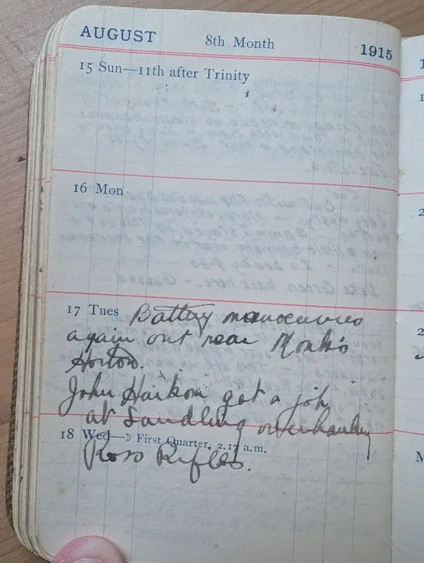 Diary scan, August 17, 1915 (Tuesday)