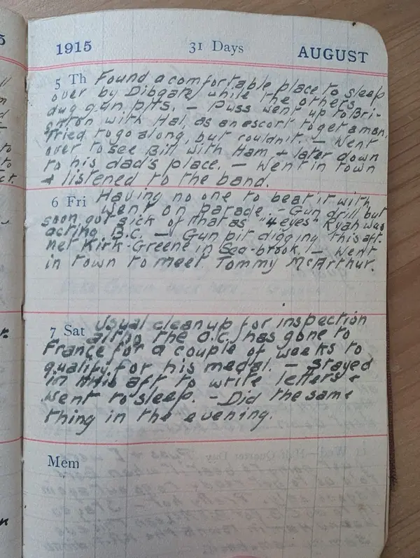 Diary scan, August 5, 1915 (Thursday)