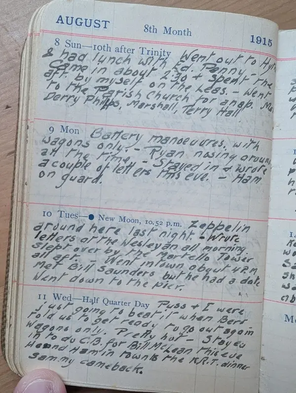 Diary scan, August 8, 1915 (Sunday)