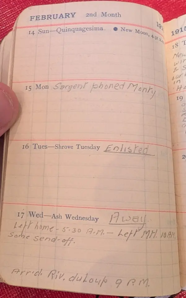 Diary scan, February 15, 1915 (Monday)