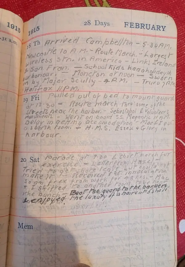 Diary scan, February 18, 1915 (Thursday)