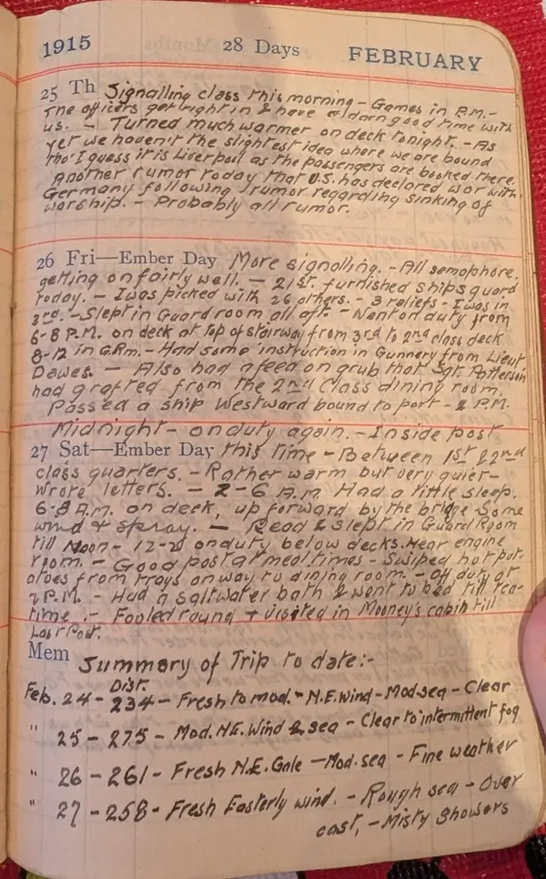 Diary scan, February 25, 1915 (Thursday)