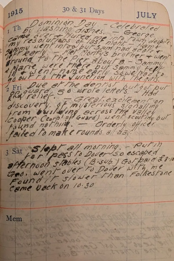 Diary scan, July 1, 1915 (Thursday)