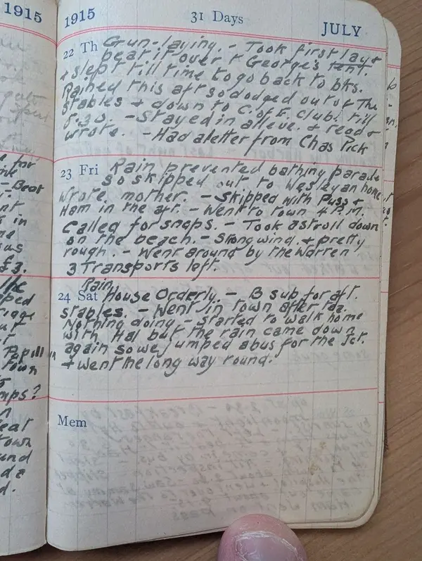 Diary scan, July 22, 1915 (Thursday)