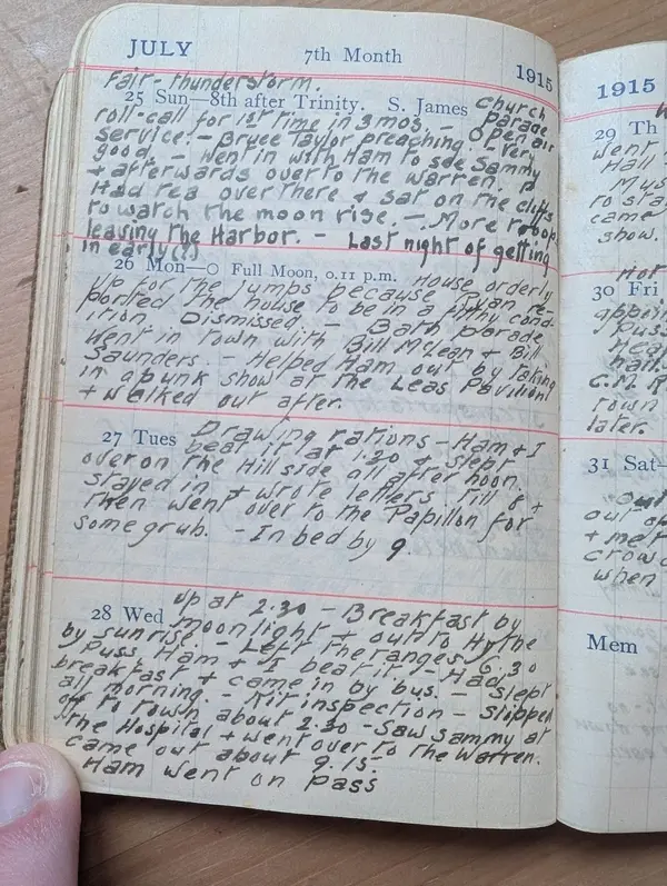 Diary scan, July 25, 1915 (Sunday)
