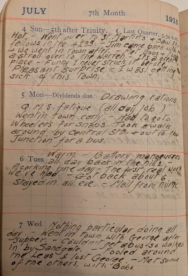 Diary scan, July 4, 1915 (Sunday)