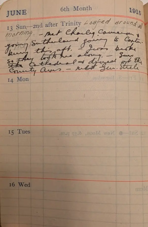 Diary scan, June 13, 1915 (Sunday)