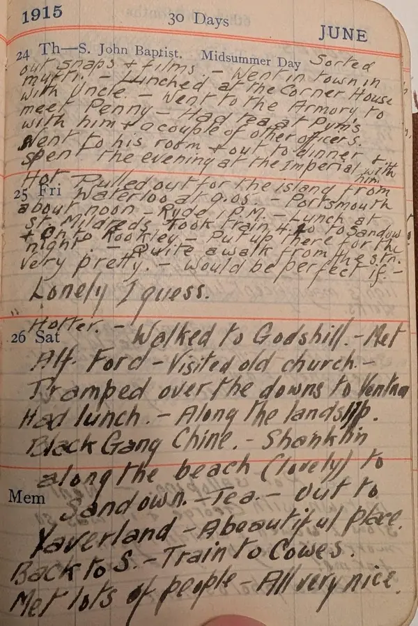 Diary scan, June 24, 1915 (Thursday)
