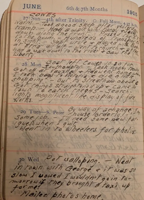 Diary scan, June 27, 1915 (Sunday)