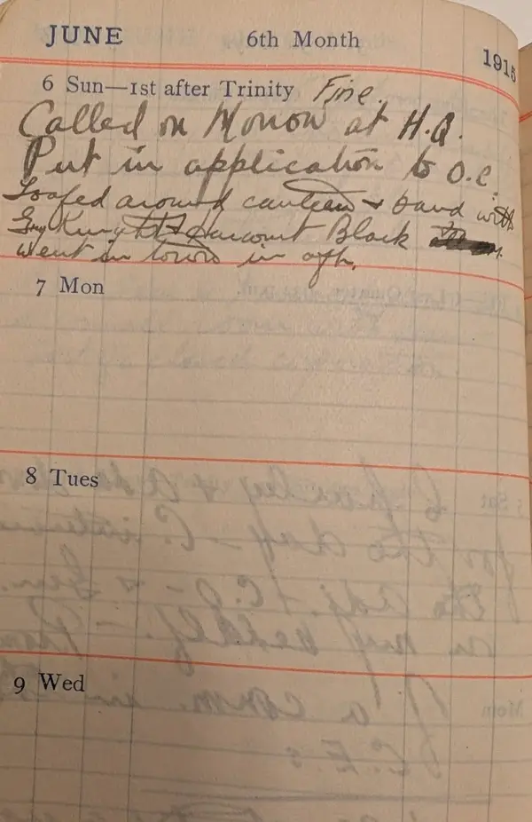 Diary scan, June 6, 1915 (Sunday)