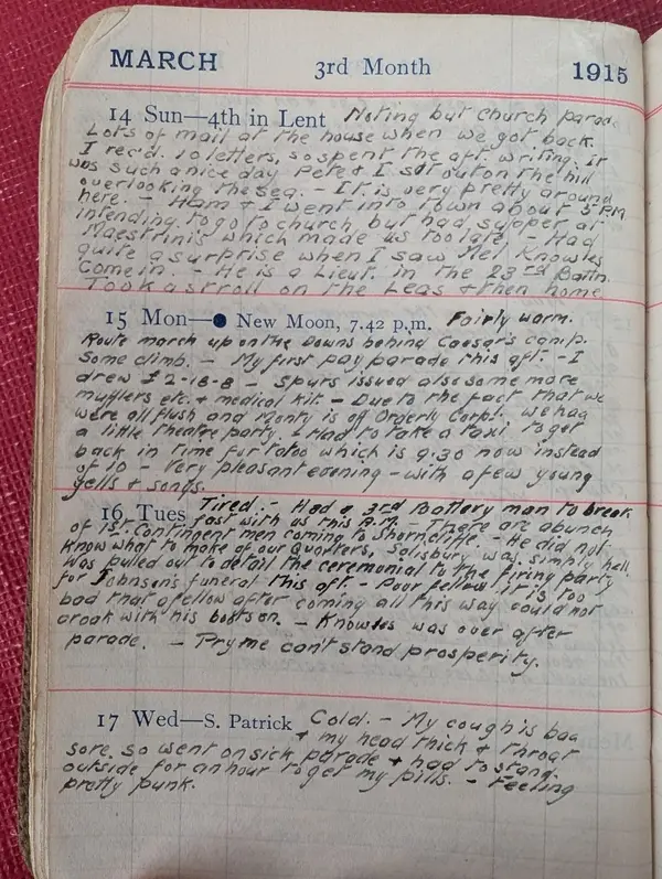 Diary scan, March 14, 1915 (Sunday)