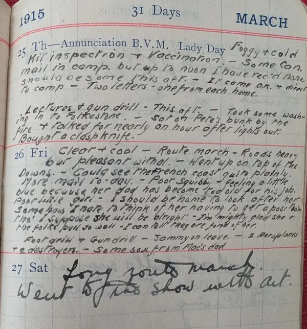 Diary scan, March 25, 1915 (Thursday)