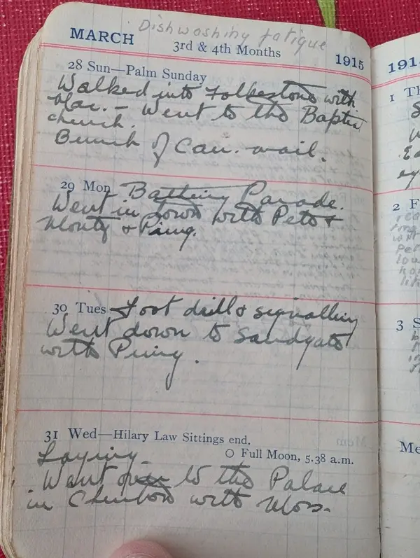 Diary scan, March 28, 1915 (Sunday)