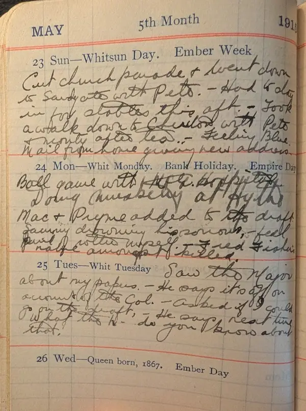 Diary scan, May 23, 1915 (Sunday)