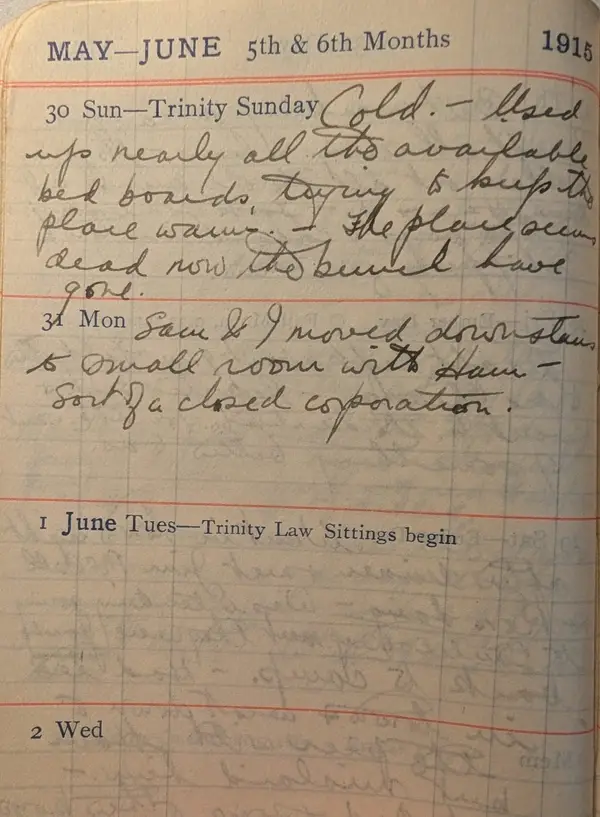 Diary scan, May 30, 1915 (Sunday)