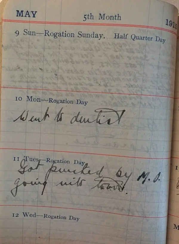 Diary scan, May 10, 1915 (Monday)
